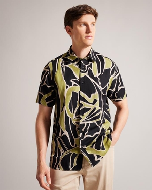 Chemises Ted Baker Short Sleeve Abstract Print Noir Homme | DZS-49413521